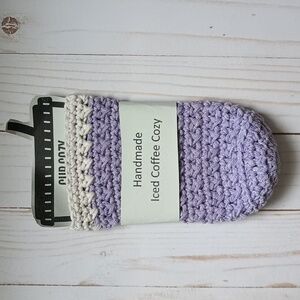 Handmade crocheted iced coffee cozy
